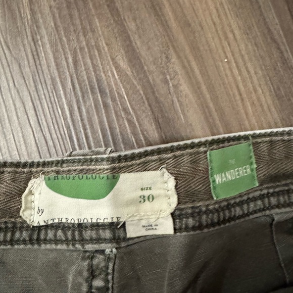 Anthropologie Olive Straight Leg Pants with Floral Embroidery - Picture 4 of 4